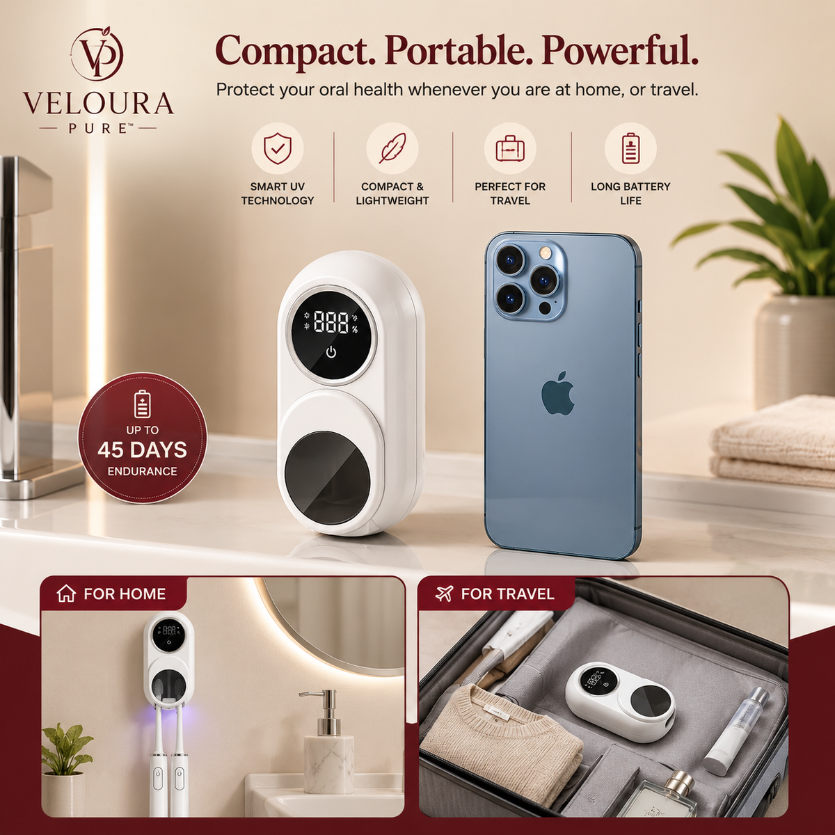“Veloura Pure™ Smart UV Toothbrush Sanitizer”.
