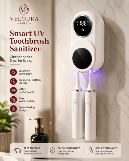 “Veloura Pure™ Smart UV Toothbrush Sanitizer”.